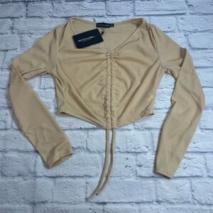 NWT. PrettyLittleThing Ribbed Tan Crop Top